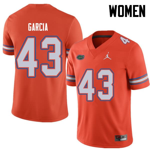 Women's NCAA Florida Gators Cristian Garcia #43 Stitched Authentic Jordan Brand Orange College Football Jersey HSM5065SQ